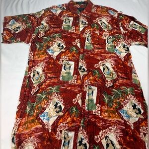 Marc Edwards Floral Hawaiian Hula Dancer Shirt